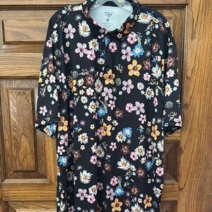 Black Floral Men's Polo Shirt